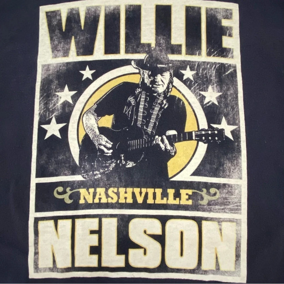 Willie Nelson Black Graphic Tee Concert T-Shirt Womans Small - Picture 2 of 3